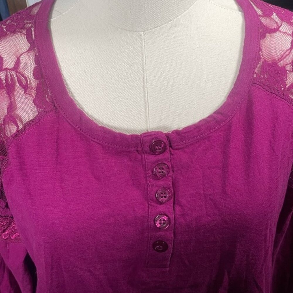 AE Sport 2X Addition Elle Tops Long Sleeve Spring Lace Feminine Shirt Cotton 2xl - Picture 5 of 7